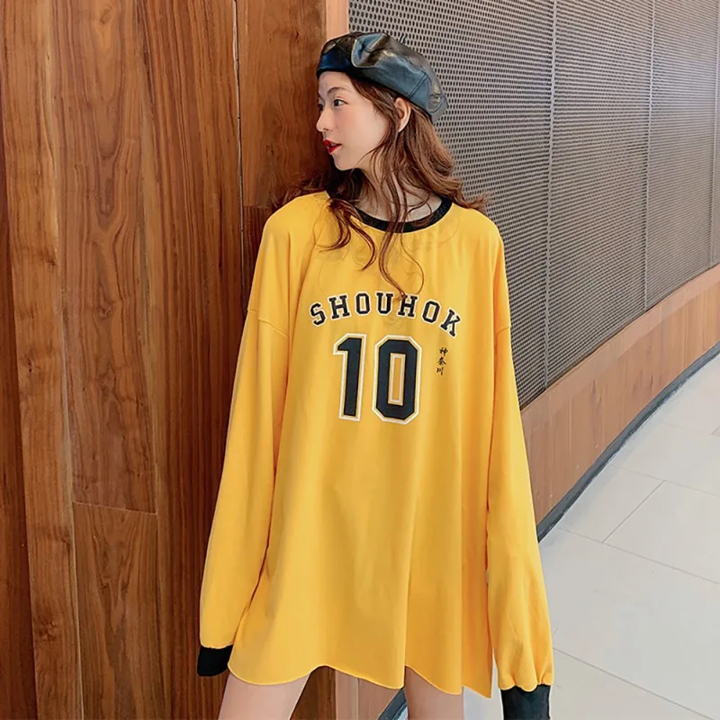 

Hoody Women kpop O-Neck Long Sleeve Number Printed Thin Autumn Winter Coat Sweatshirt Casual Pullover White Yellow bts-bangtan!