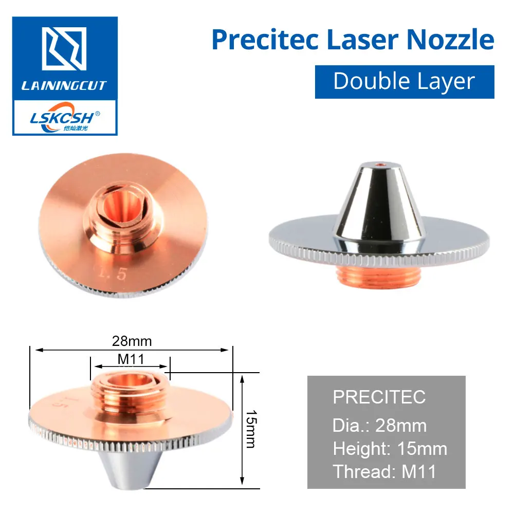LSKCSH Precitec волоконная Лазерная насадка двойной слой Caliber1.0-3,0 D28 H15 M11 для Raytools WSX CO2 Лазерная режущая головка машины