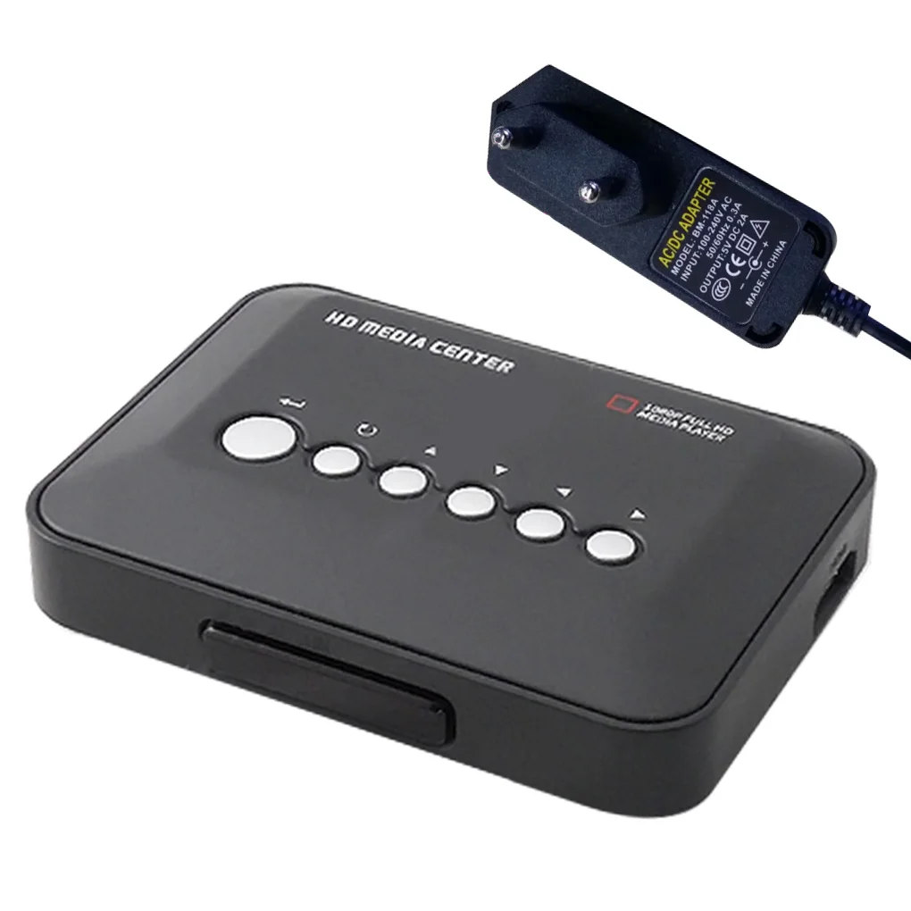 EU Plug Мини Full HD1080P MKV HDD HD медиаплеер центр HD AV VGA USB SD MMC Пульт дистанционного управления плеер EU/US/UK/AU штекер - Цвет: EU Plug