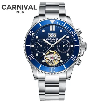 

High End CARNIVAL Men's Watches luxury All Steel Automatic Mechanical Multifunction HD Luminous Waterproof Watches Montre Homme