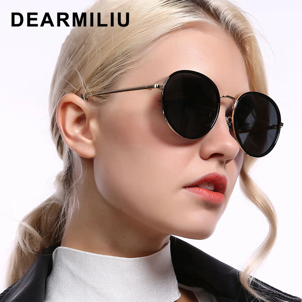 DEARMILIU Модные металлические круглые женские зеркальные солнцезащитные очки Классические винтажные уличные очки мужские очки для вождения Oculos De So