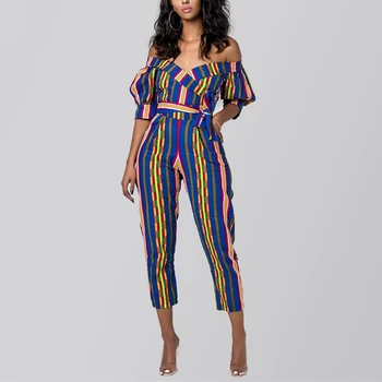 NK Dashiki Print Shoulder Off Ankara Style Jumpsuit Women
