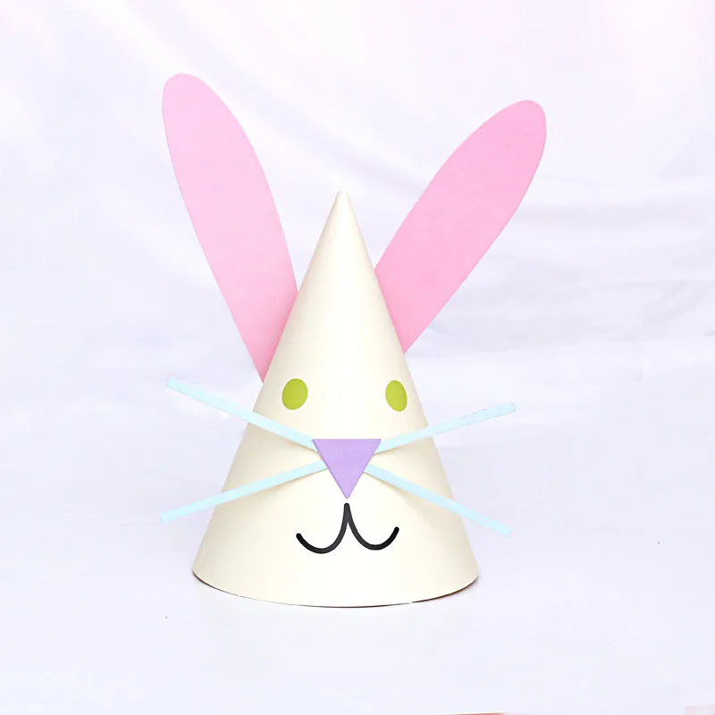 Party Hat Farm Animals Paper Hat DIY Birthday Party Decorations Kids Children Props for Outdoor Activities Rabbit Sheep Chick Conical Cap