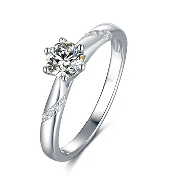 

White Gold Plated 925 Silver color Main Stone 0.5ct 5.0mm Moissanites Ring Jewlery