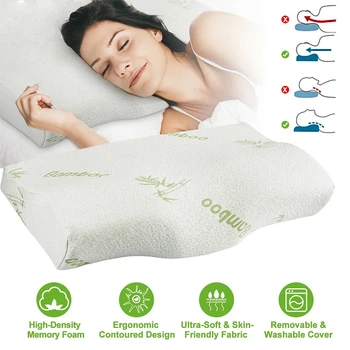 

Memory Contoured Orthopedic bamboo fiber Pillow for neck pain Cervical Pillows Memory Pillows Relax Cervical health care pillows