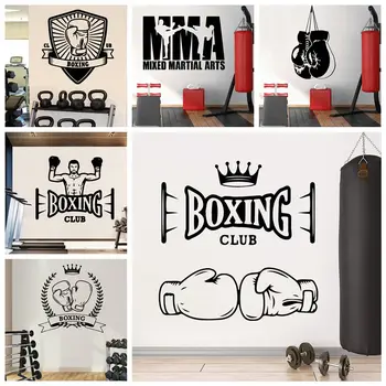 

Large Boxing Wall Stickers Vinyl WallPaper For Boxing Club Vinyl Sticker Wall Decal Fitness Room Poster Decals Mural