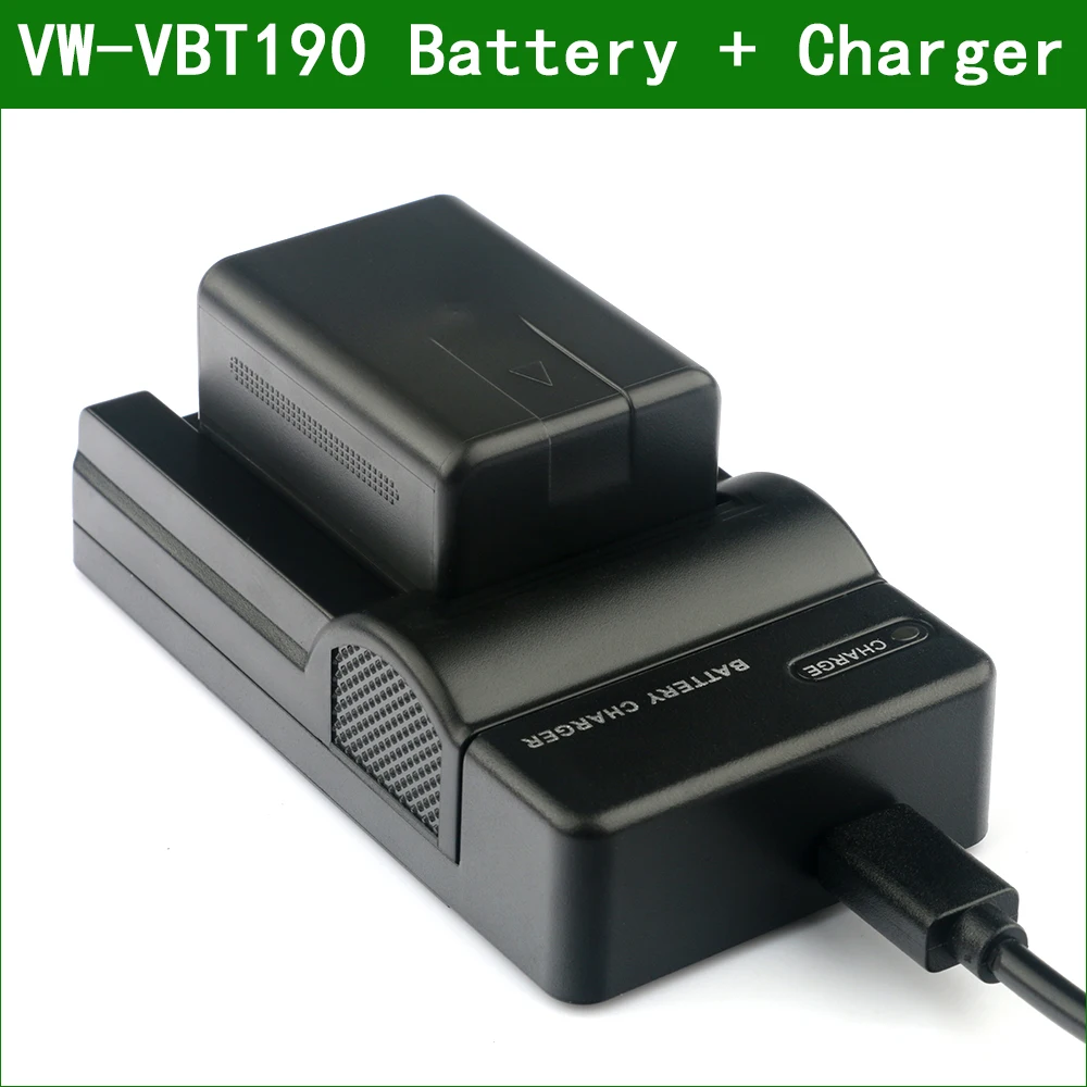 

VW-VBT190 VW VBT190 VBT380 VW-VBT380 Battery + Charger for Panasonic HC V510 V520 V720 V750 V770 V800 VX1 VX870 VX980 W570