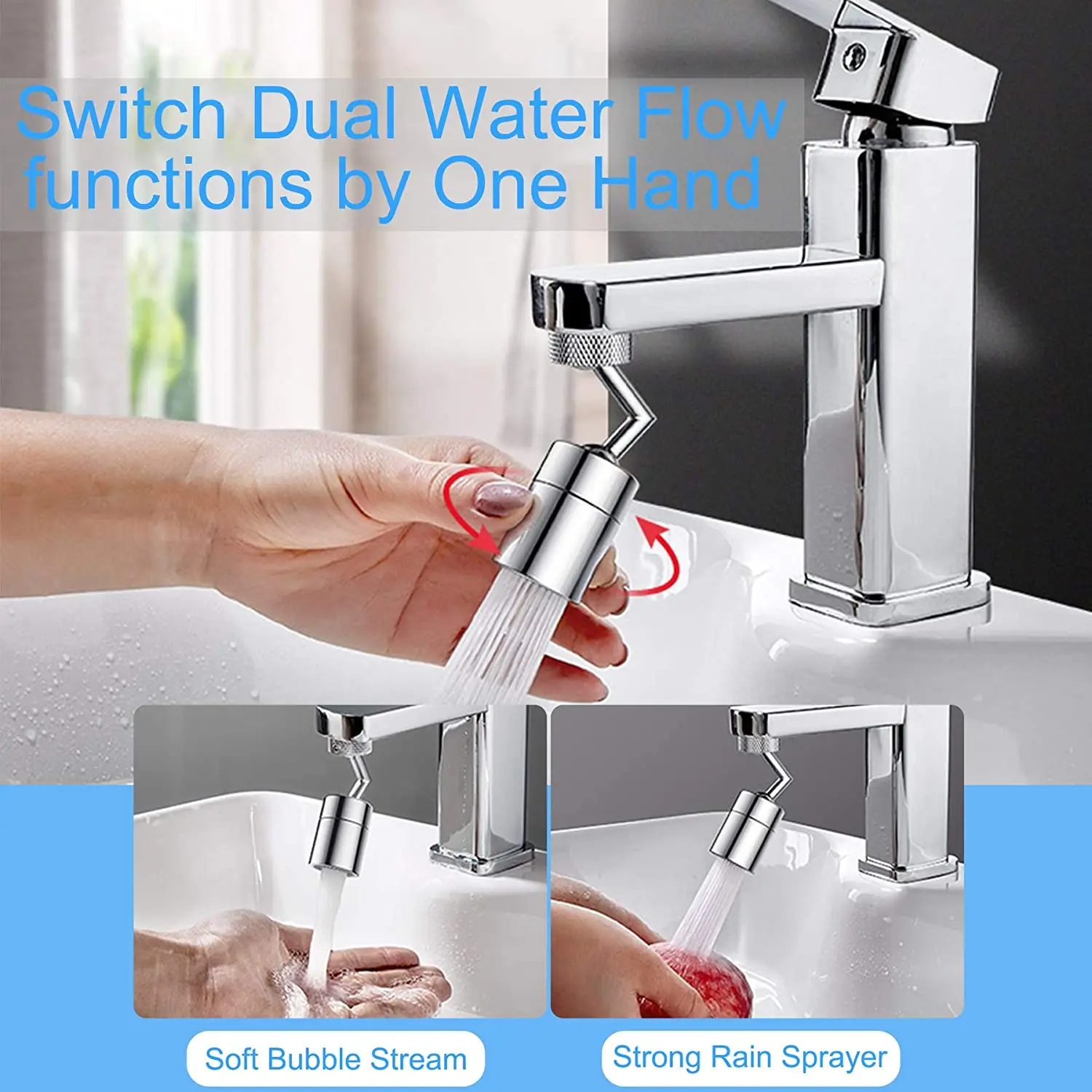 

720 Degrees Universal Splash Filter Faucet Spray Head Anti Splash Filter Faucet Movable Kitchen Tap Water Saving Nozzle Spraye B