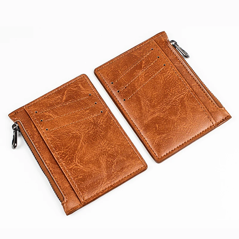 Zipper Wallet Men Ultra Thin Small Business PU Leather Band Solid Color Card Coin Purse Credit Bank Holder synthetic leather wallet leather coin purse leather bill organizer