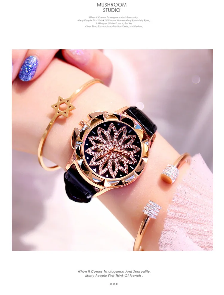 Женские часы из розового золота люксовый бренд цветы часы с циферблатом, наручные часы женские модные повседневные кварцевые часы Relogio Feminino