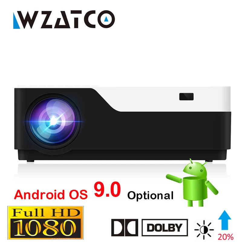 WZATCO M18 1920x1080P Android 9,0 WIFI AC3 4K 200 дюймов Full HD 1080P светодиодный проектор видео проектор для домашнего кинотеатра 5500 люмен WZATCO M18 1920x1080P Android 9,0 WIFI AC3 4K 200 дюймов Full HD 1080P светодиодный проектор видео проектор для домашнего кинотеатра 5500 люмен