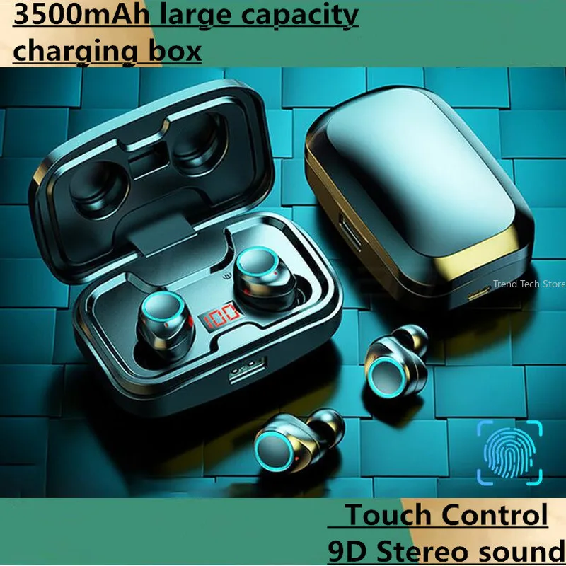 TWS Bluetooth-compatible Earphones Stereo Wireless Headphone Sports Waterproof Earbuds 3500mAh Charging Box Headsets With Micr |