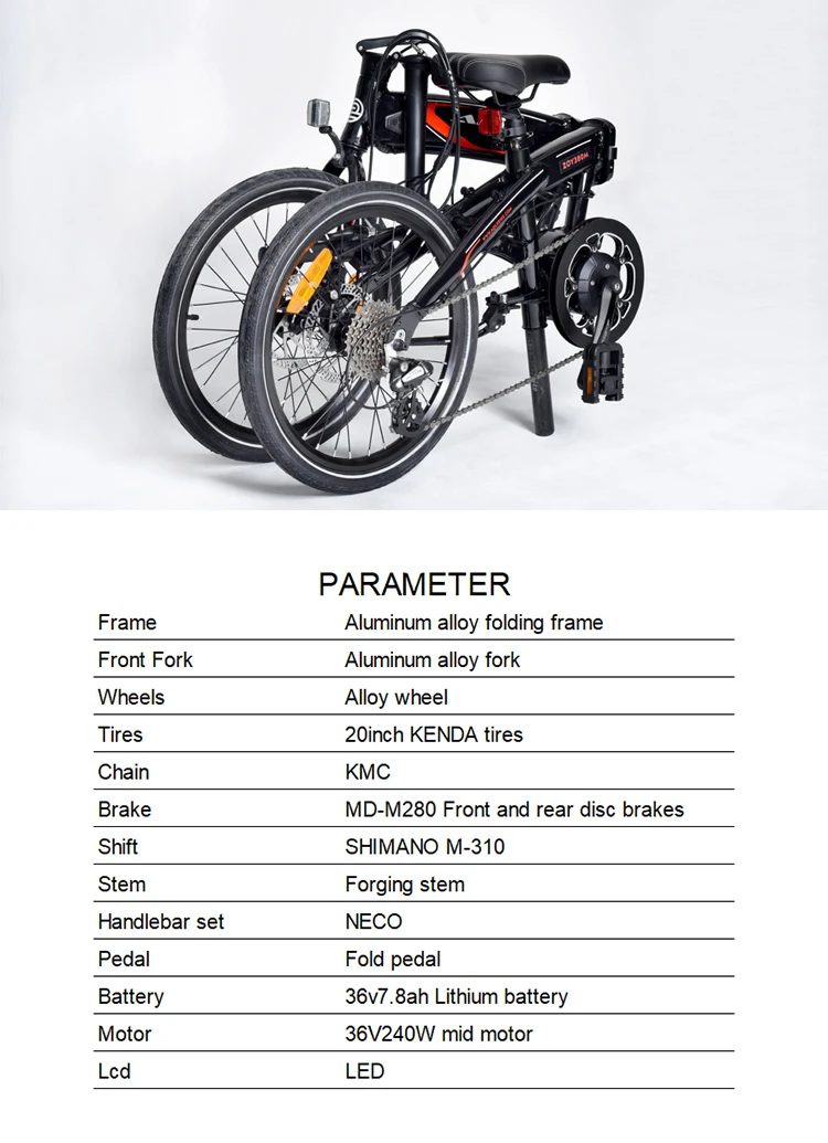 Top Dabot 20 inch Folding Ebike 36V 240W 2 Wheel Electric Bicyclem Lightweight Electric Bicycle Scooter Hidden Lithium Battery 10