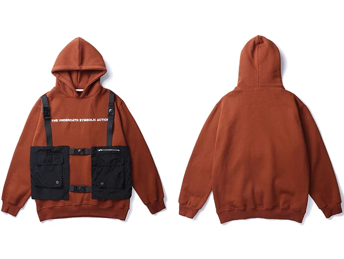 Aelfric Hip Hop Fake Two Pieces Letter Printed Women Hooded Sweatshirts Harajuku Casual Cotton Pullover Streetwear Hoodies - Color: Khaki