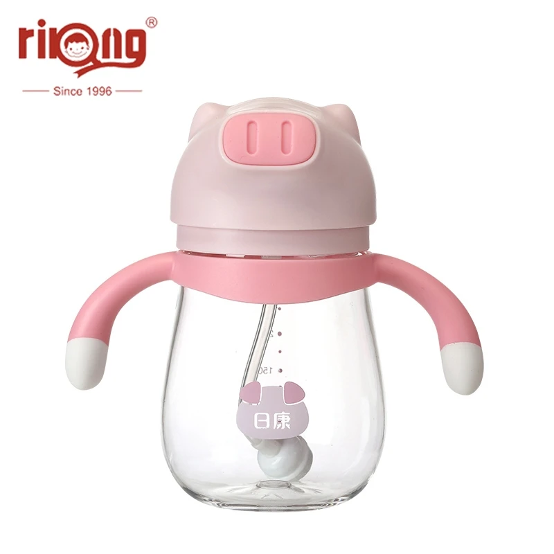 Rikang 250ml Toddler Cup Straw Bottle Baby Water Handle Training Bottles Sippy |
