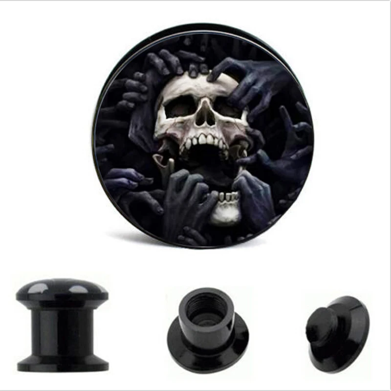 

Acrylic Skull hand custom ear plug tunnel wholesales 8 size cheap earrings gauges expander body piercing earrings stretcher