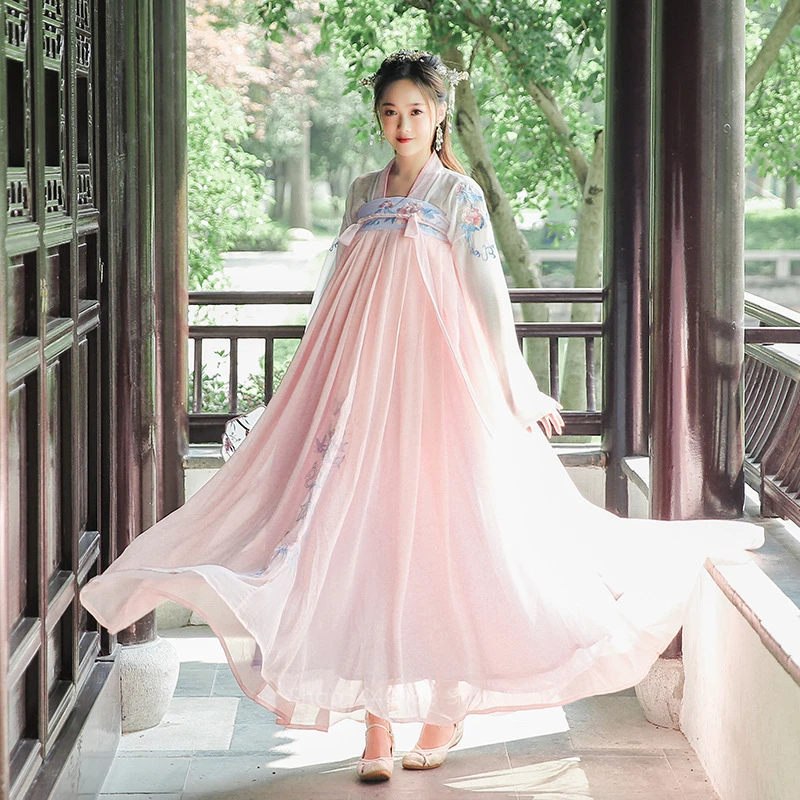 Color 2 Hanfu Женский костюм для китайского традиционного танца, костюмы древней феи, элегантное платье с вышивкой в народном стиле, ретро, для сцены, новогодний, праздничный наряд - Цвет: Color 2