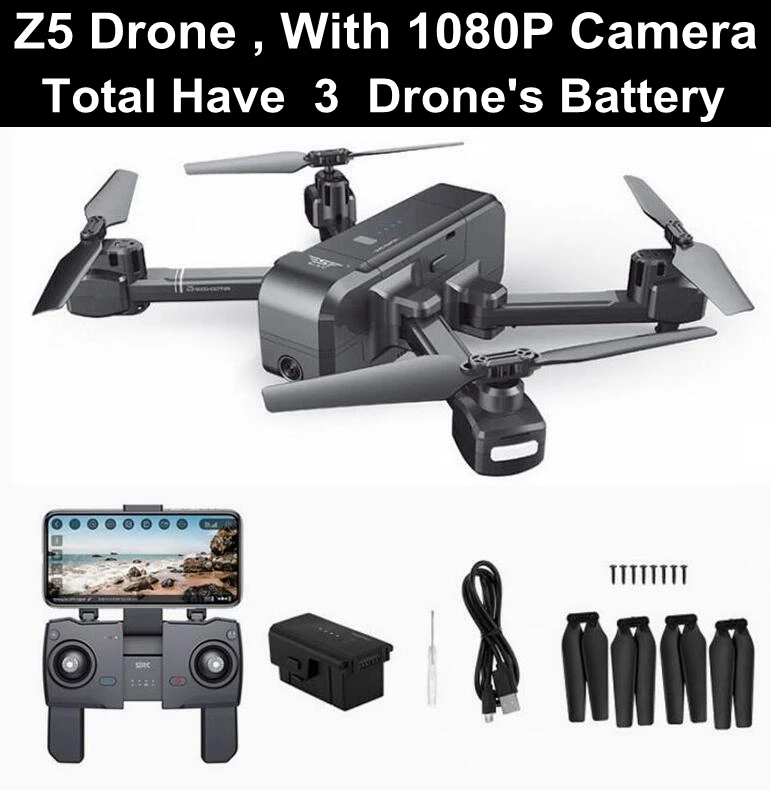 z5 1080p 3 battery SJRC Z5 gps Радиоуправляемый квадрокоптер Дрон вертолет с 2,4G 5G Wifi FPV 1080P камера удержание высоты Квадрокоптер Follow Me V f11 pro e58 - Цвет: z5 1080p 3 battery
