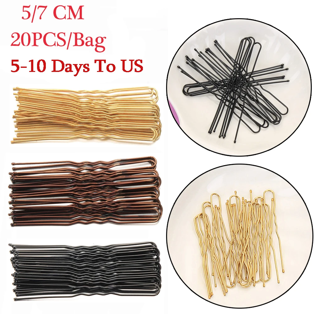 Hair Clips Hair Accessories 20Pcs /Bag 5/6/7cm U Shaped Alloy Hairpins Waved Hair Clips Simple Metal Bobby Pins Barrettes Bridal Hairstyle Tools