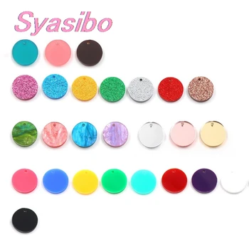 

(20pcs/lot) AC1028-16mm Assorted Discs With hole Acrylic Glitter Round Jewelry Accessories Laser Cut Acrylic Circle For Earring