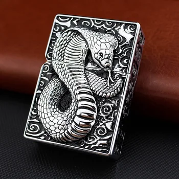 

Luxury 3D Mamba Snake Carving Lighter Retro Metal Weel Kerosene Lighters Gasoline Lighters Refillable Men Smoking Lighter Gift