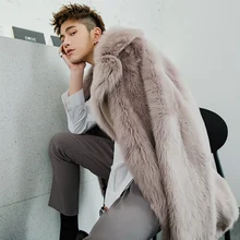 Зимнее пальто из натурального меха, мужская длинная куртка из овчины, мужские Куртки из натуральной шерсти, теплое роскошное пальто, мужская одежда 19132 KJ3326