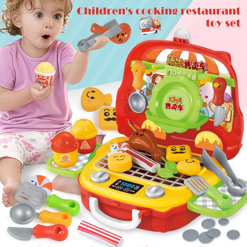 Детский игрушечный набор для ролевых игр, кухонные столовые приборы для приготовления пищи, распродажа, подставка, комод, игровой набор, дизайн, детские игрушки, Прямая поставка - Цвет: Темно-бордовый
