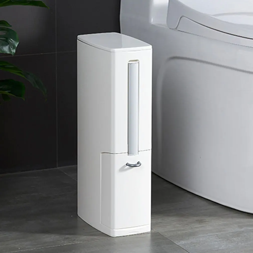 Japanse Stijl Integrated Trash Can Toilet Brush Set Bathroom Quilting Trash Can Cleaning Brush With Cover Edgy