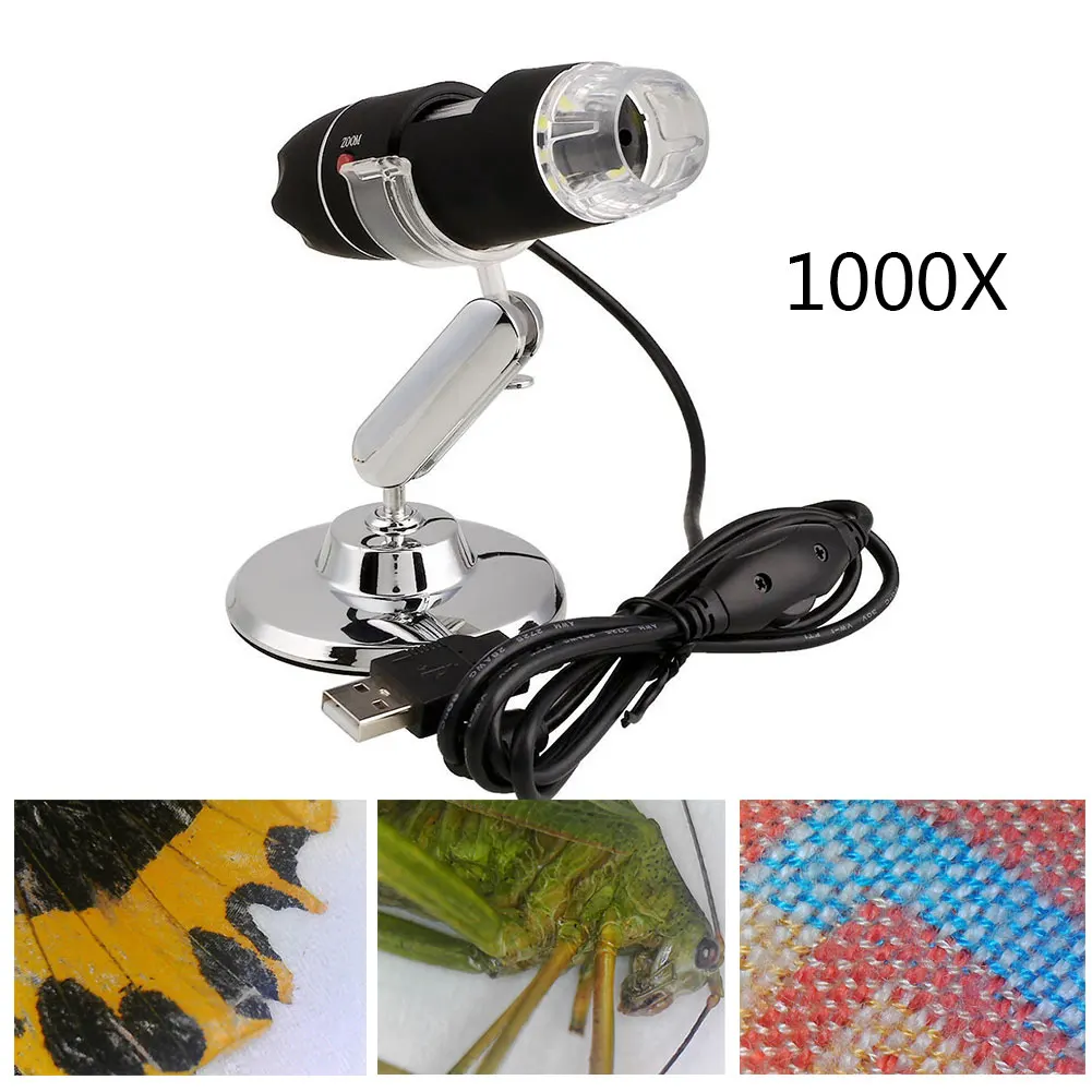 

2MP 1000X 8LED USB Digital Microscope Zoom Video Camera Magnifier +Stand.;p