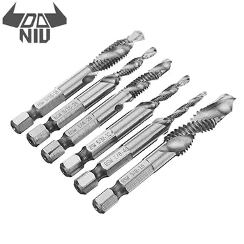 

DANIU 1/8-3/8 Inch BSW Thread HSS Combination Drill Tap Bit 1/4 Inch Hex Shank Deburr Countersink Bit