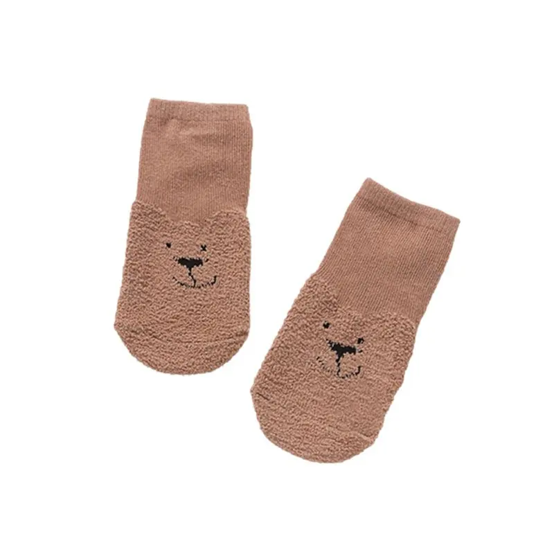 Non-slip Baby Socks New Autumn Winter Coral Fleece Socks Animals Printed Thicken Warm Toddler Boy Girls Floor Socks Infant Sock - Цвет: K