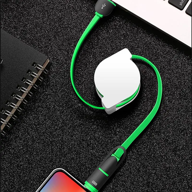 Многофункциональный usb-кабель 2 в 1, универсальный кабель для быстрой зарядки и передачи данных, два в одном для микротелескопического расширения usb с логотипом на заказ - Цвет: White shell - green