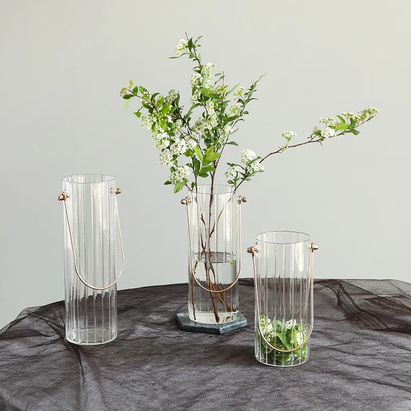 Large Glass Vases Plant Bottle Tabletop Chinese Vase Flower Crystal Nordic Decoration Living Room Flower Modern Home Decorative