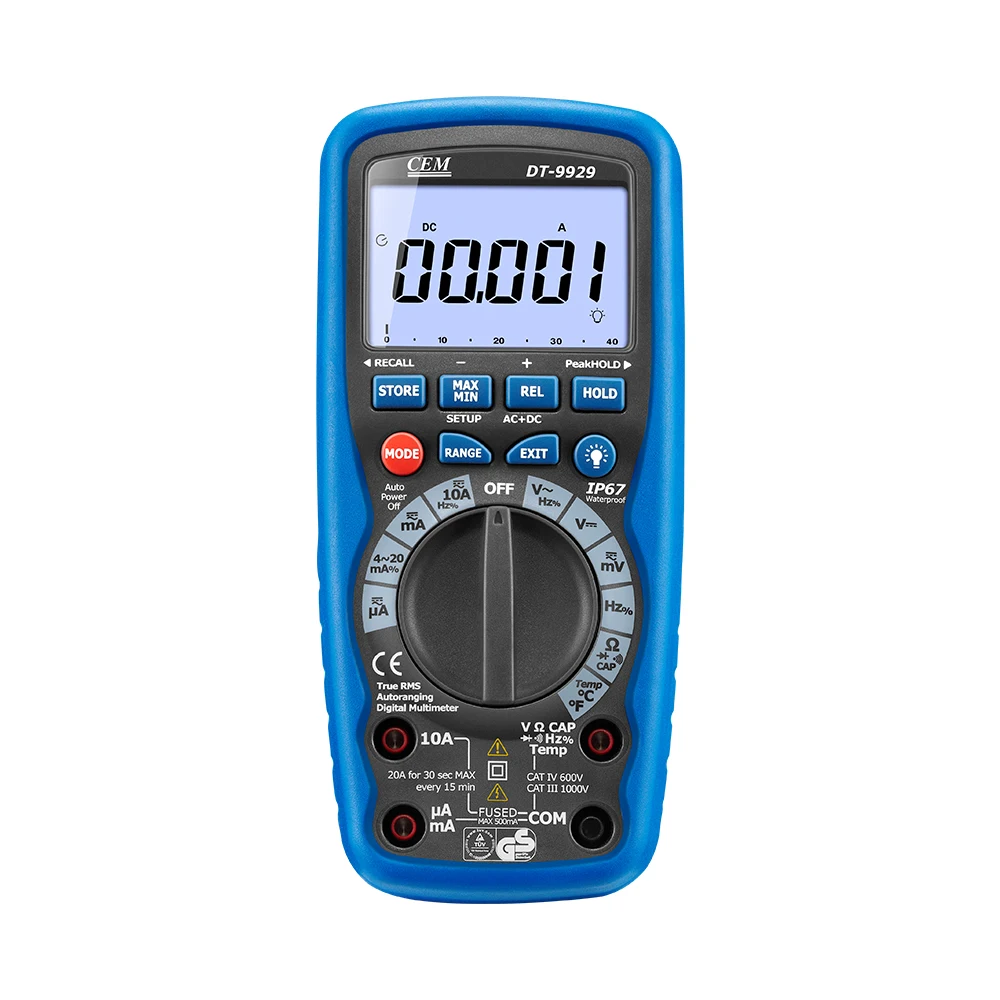

CEM LCD Digital AC/DC Ammeter Test Lead Probe Multimeter Tester Hand Voltmeter Measuring Current Resistance Metert DT-9929