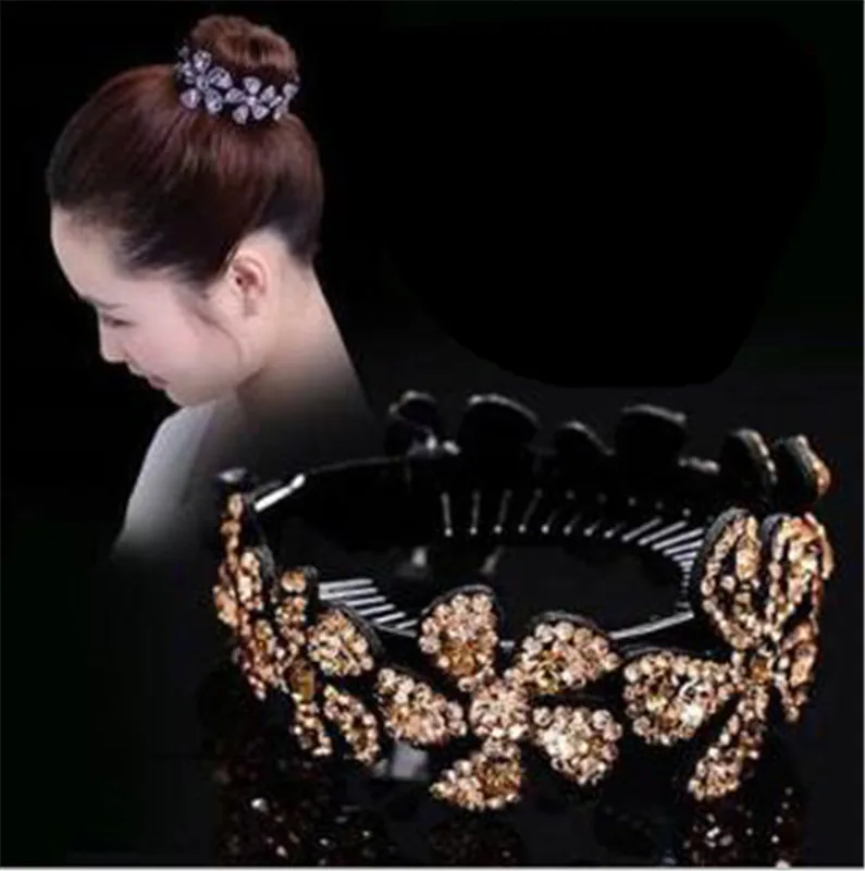 Шампанское Новинка, фрикадельки, аксессуары для волос, женские Когти для волос, головной убор, стразы, цветок, заколка для волос, птичье гнездо, цветочный зажим, булочка - Цвет: Шампанское