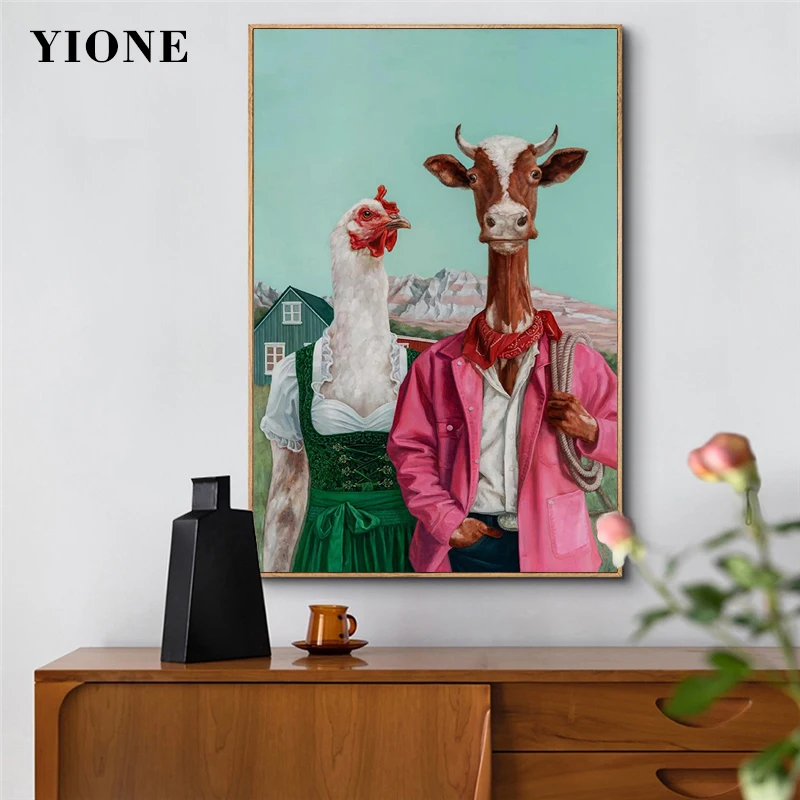 Funny Farm Animals Wall Art Canvas Paintings Colorful Abstract Sheep Horse  Cattle Chicken Pig Posters Prints Pictures For Room - Painting &  Calligraphy - AliExpress