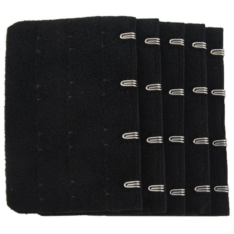 5 Pcs Black 4 Rows Hook and Eye Tape Bra Strap Extender