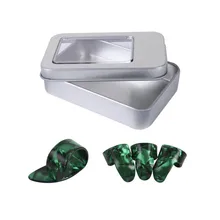 

4pcs/Set Celluloid Thumb Index Finger Picks Tin Box Guitar Plectrums Sheath For Acoustic Electric Guitars Banjo Resonator Dobro