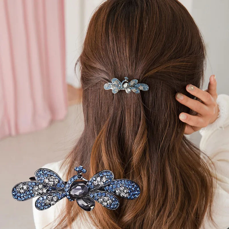 

CHIMERA Elegant Hair Barrette Clips Artificial Crystal Peacock Hairpin Spring Clip Hair Accessories Women Rhinestone Headwear