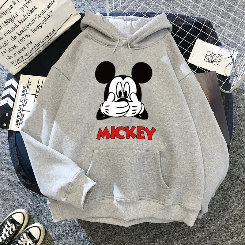 Disney Women Hoodies Minnie Mickey Mouse Hoodies Cartoon Tops Long Sleeve Pockets Sweatshirts Fashion Hooded Women 19