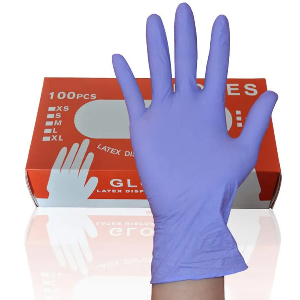 100PC Long Rubber Nitrile Disposable Gloves Powder Free Barbecue Glove