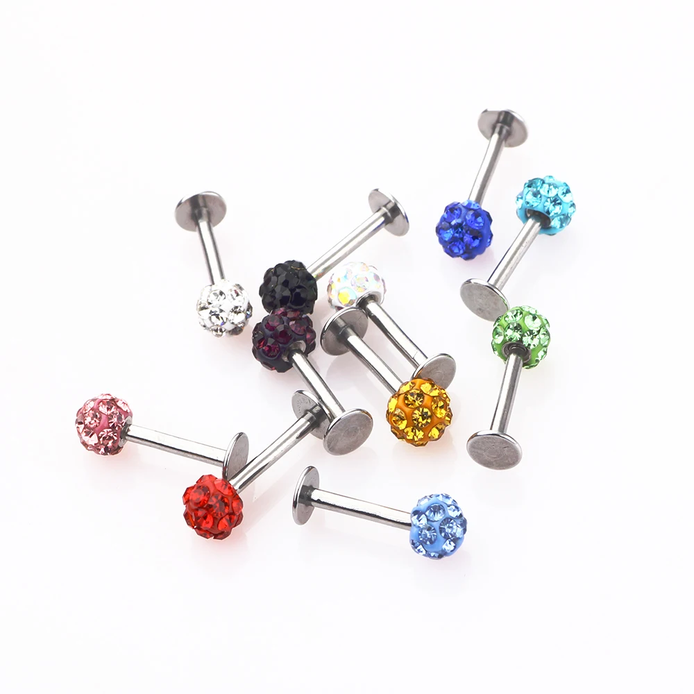 3pcs 6/8/10mm 16G Barbell Crystal Ear Cartilage Bar Tragus Helix Stud Earrings Piercing Lip Labret Nose Stud Body Jewelry Rings