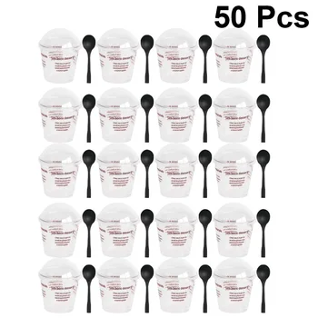 

50 Sets of Disposable Mousse Cup DIY Tiramisu Cup Plastic Dessert Cup Creative Dessert Container with Spoon and Lid Random Color