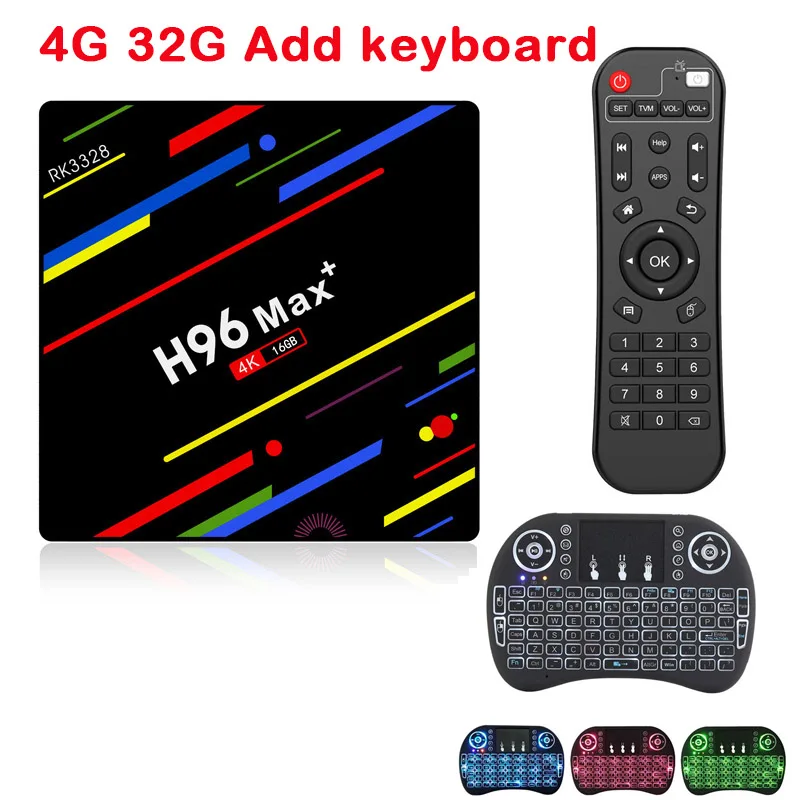 H96 MAX Plus Smart tv Box Android 9,0 4 Гб 64 Гб Rockchip RK3328 H.265 4K Youtube Netflix Google Play медиаплеер PK X96 MAX - Цвет: 4G 32G Add keyboard