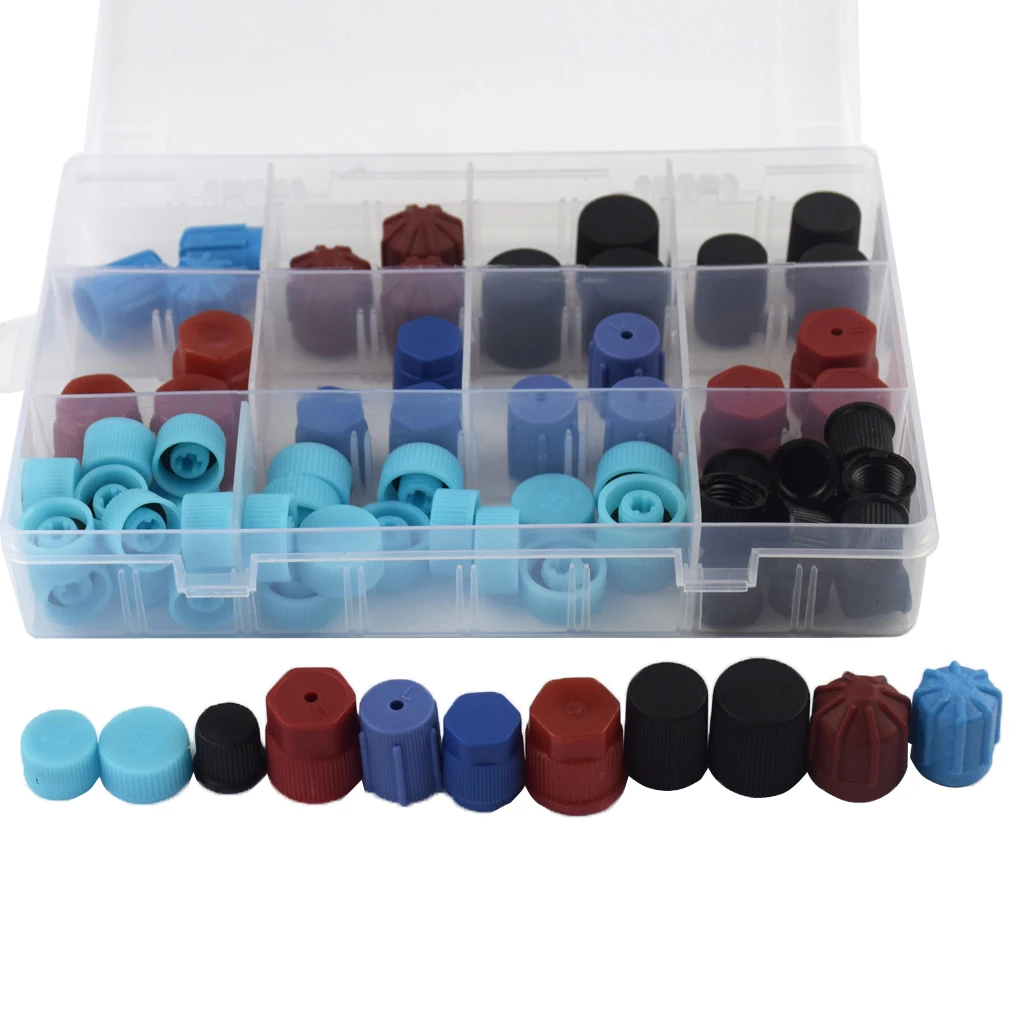 Car Auto 77x AC A/C System Valve Core Dust Caps Set Air Conditioner Air Seal