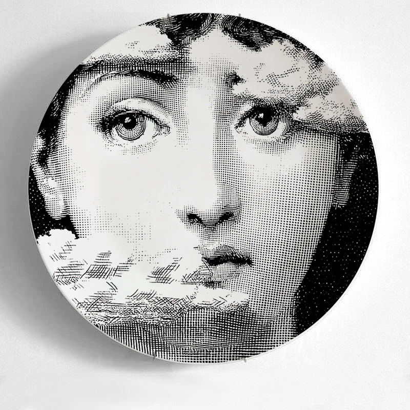 Топ Моды Milan rosenthal Piero fornasetti тарелки цвет черный и белый иллюстрации подвесные блюда образец комнаты дома отель украшения - Цвет: 15