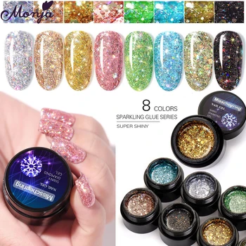

Monja 8 Styles 1 Box Nail Art Crystal Shiny Diamond Gel Colorful Sparkling Glitter Dazzling UV Gel DIY Painting Manicure Tool
