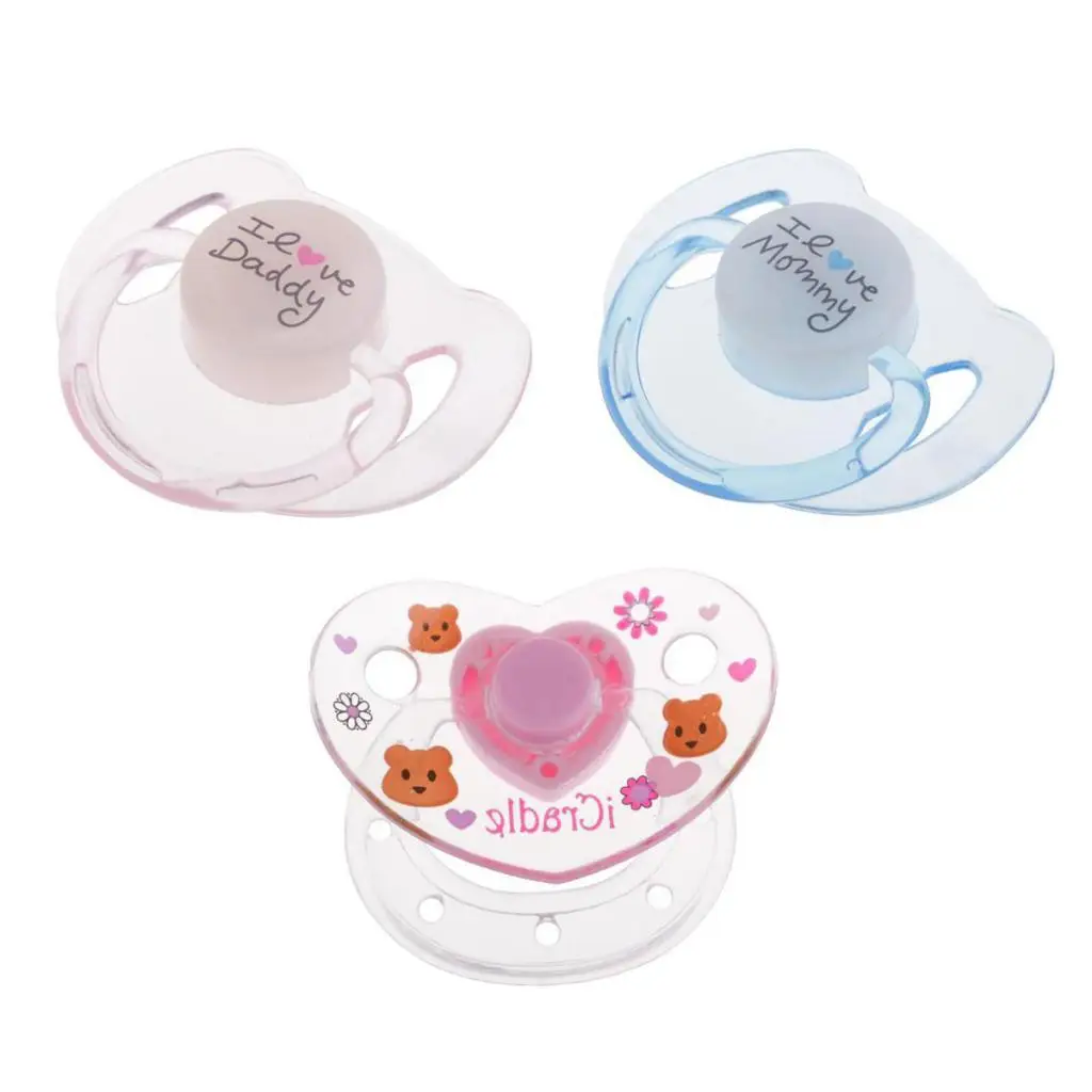 3 Pieces Dummy Pacifier (with Magnet) for Reborn Baby Toddler Dolls, ABS Plastic