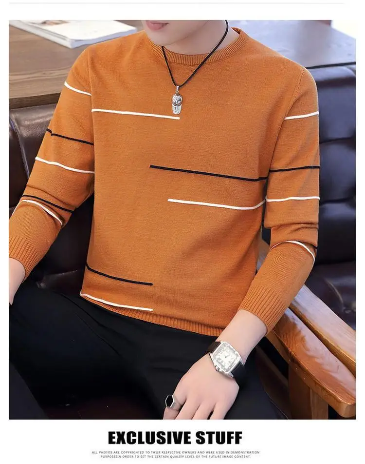 brand social cotton thin men pullover sweaters casual crocheted striped knitted sweater men masculino jersey clothes