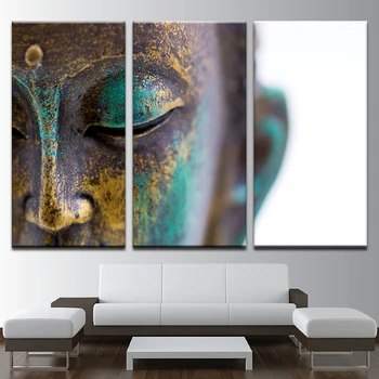 

Modular Painting Modern Wall 3 Pieces Buddha Statue Face Printed Picture Art For Living Room Home Decor Canvas Artwork